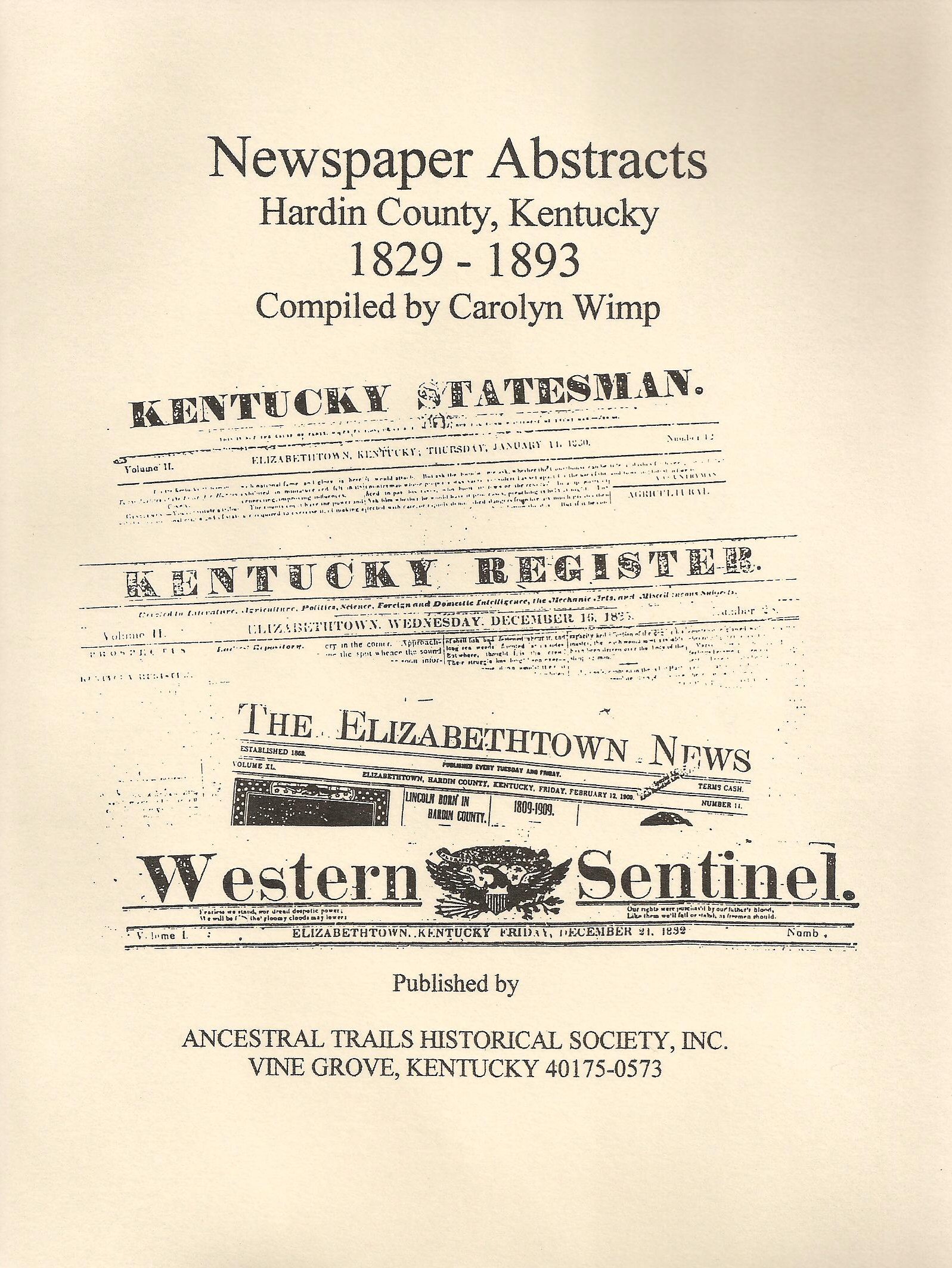 Hardin Co., KY Newspaper Abstracts 1829 - 1893 | Ancestral Trails